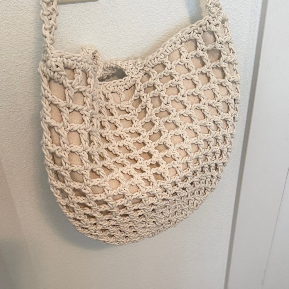 Madewell Ivory Macramé Tote with Canvas Lining - Picture 3 of 3